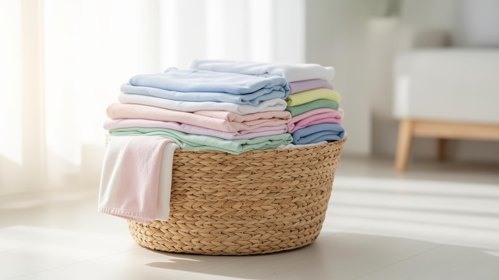 Freshly folded laundry in a basket
